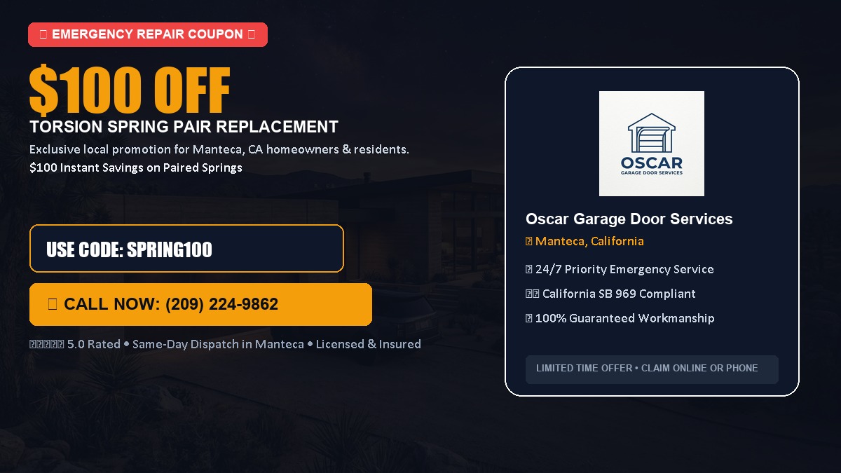 $100 OFF Heavy-Duty Torsion Spring Pair Replacement in Manteca, CA